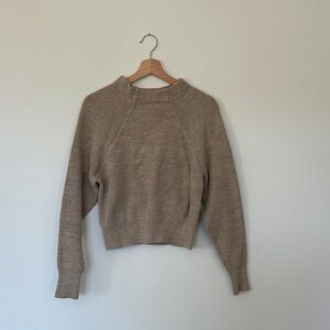 Free People Taupe Crew Neck Sweater